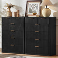 LEYAOYAO Fluted 6 Drawers Dresser for Bedroom Set of 2, 42" Tall Modern Chest of Drawers with Metal Handle, Curved Profile Design,Black Wood Drawer Organizer for Bedroom, Living Room, Hallway