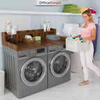 OfficeSimpli Washer Dryer Countertop with Shelf - 27.5 x 54 Inch - Made in USA Laundry Countertop Over Washer and Dryer with Non-Slip Pads, Storage Shelf, Laundry Topper Organizer, California Walnut