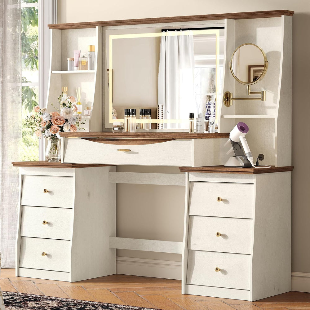 STO'SENSE Makeup Vanity Desk w/Mirror & Lights, 54" Large Vanity...