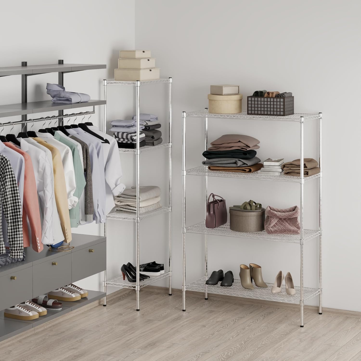 18" Deep x 42" Wide x 64" Height Wire Shelving Kit | 4-Tier | NSF Commercial Storage Rack Unit