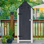 MCombo Outdoor Storage Cabinet with Shelves, Wooden Outside Storage Shed with Floor, Garden Tool Shed for Patio Yard Lawn, 0770 (Gray)