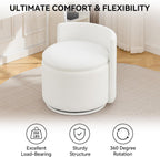 WUTUTUEE Large Velvet Vanity Chair with Storage, 360° Swivel Makeup Chair with Wave Back, No Assembly Small Accent Stool for Bedroom, Dressing, Living Room, White