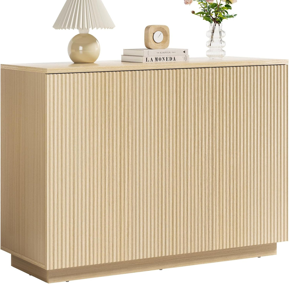 Sideboard Buffet Cabinet with Storage - 47" Fluted Coffee Bar Cabinets C...