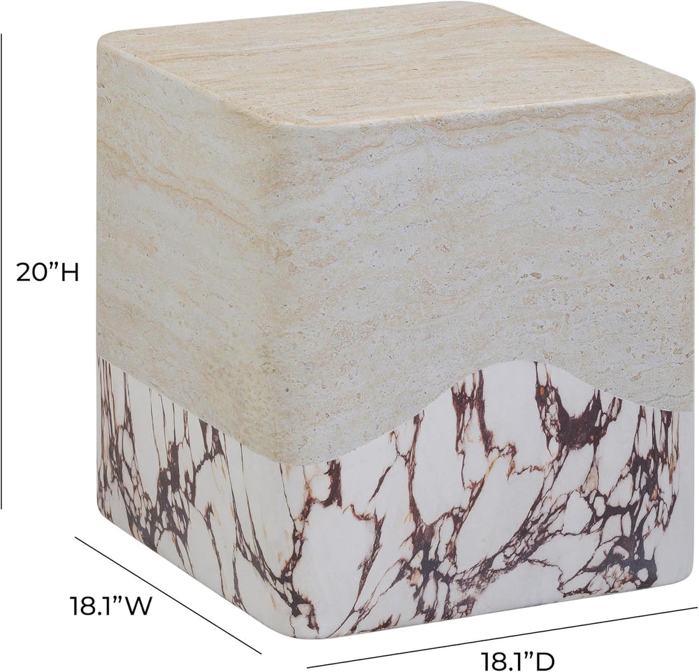 First of a Kind Side Table in Breccia,Travertine Concrete