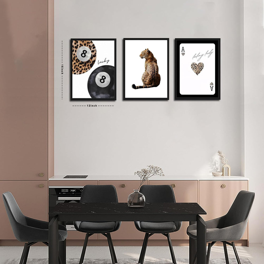 Framed Trendy Leopard Wall Art Set of 3, Funky Preppy Cheetah Wall Decor Pain...