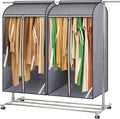 MISSLO 43" Hanging Garment Bags for Hanging Clothes Fully Enclosed Coat Bags for Closet Storage Clothes Cover with Large Clear Window and 3 Zippers (Rack not included), 2 Packs