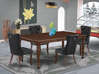 East West Furniture DODA5-MAH-12 5 Piece Dining Table Set Includes a Rectangle Wooden Table with Butterfly Leaf and 4 Polyester Fabric Upholstered Chairs, 42x78 Inch, Mahogany