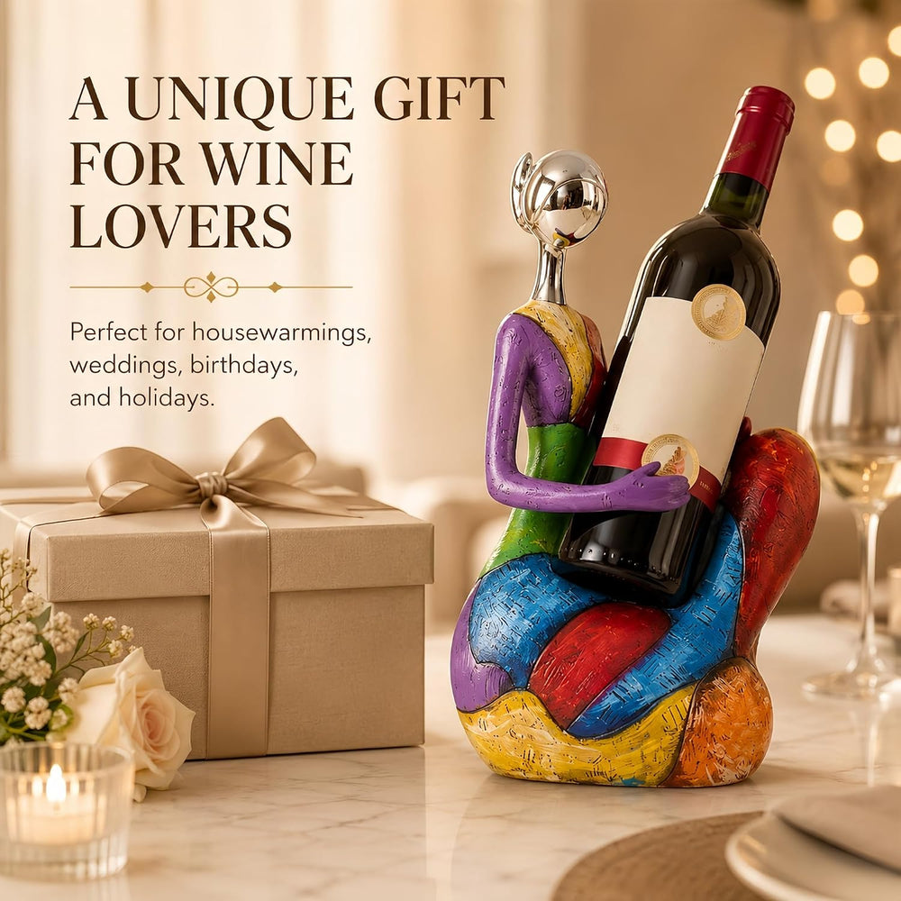 FUNTEREST Abstract Woman Wine Bottle Holder, Resin Wine Rack Home Decor | Col...