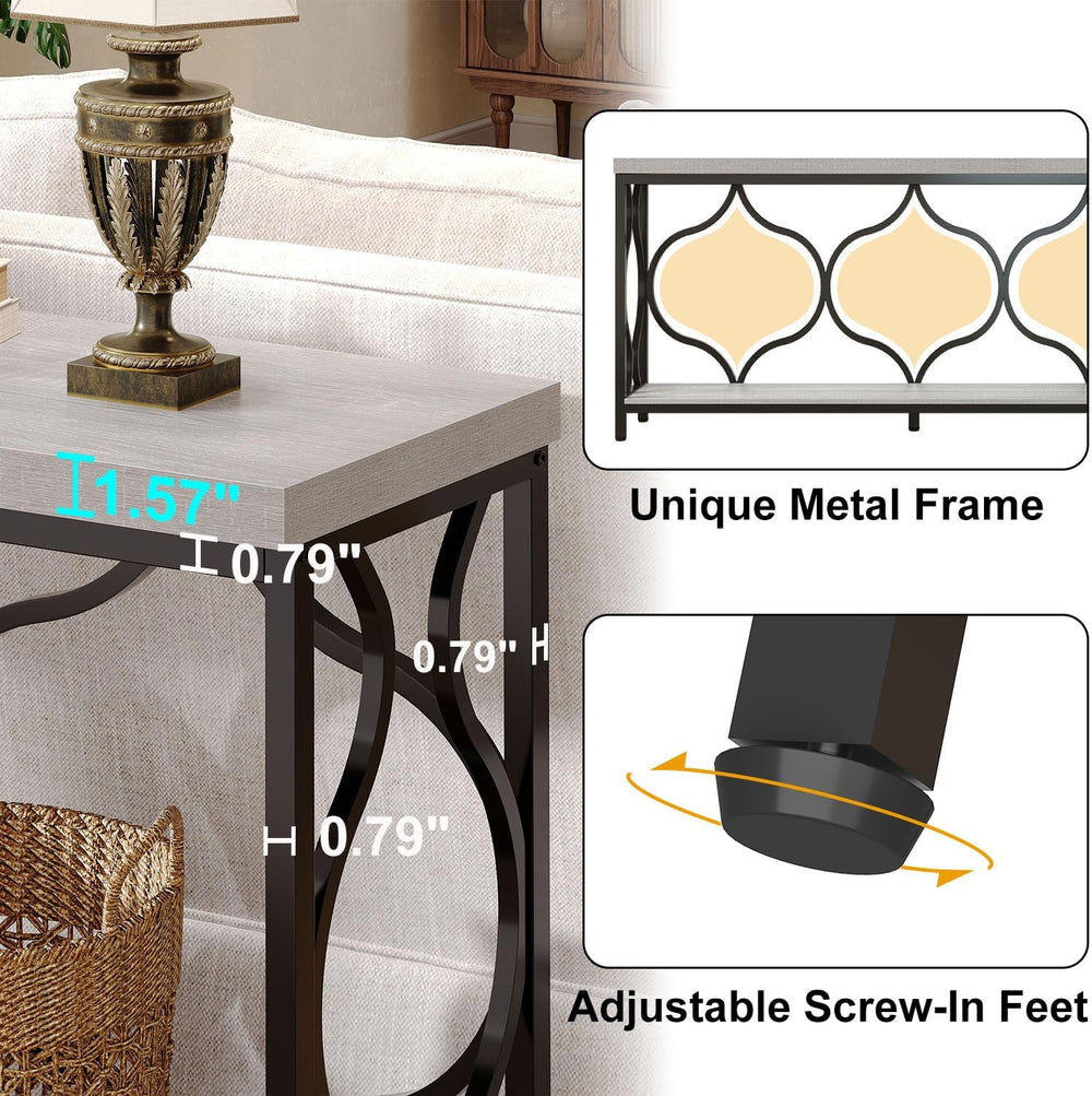 IBF Grey Sofa Console Table, 63 Inch Modern Entryway Table Behind Couch | Ind...