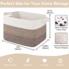 Storage Baskets for Organizing, Woven Baskets for Shelves, Rectangle Decorative Organizer for Storage Clothes, Toy, Books, Towels Nursery Bins 3 Pack (Gradient Dark Brown, 13"x9.85"x8.7")