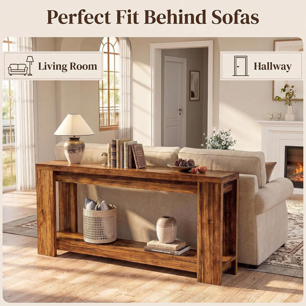 70.9" Rustic Farmhouse Console Sofa Table - Heavy Duty MDF Entryway Tabl...