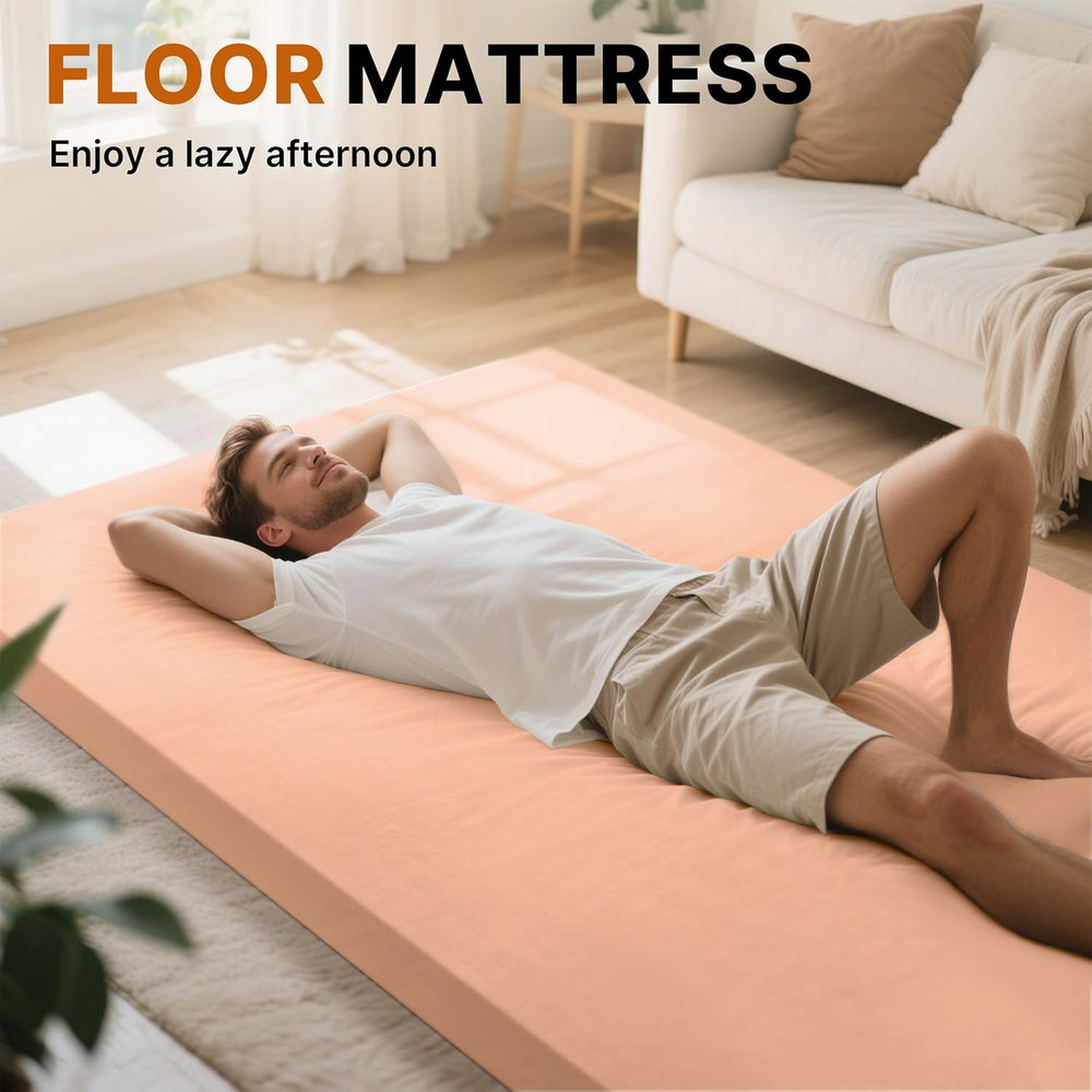 GAIALOOP Memory Foam Glamping Roll Up Futon Mattress, Japanese Floor Bed Camp...