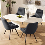 Modern Dining Chairs Set of 4,Upholstered Dining Room Chairs with Thick Cushions,Fabric Comfy Dining Chairs with Metal Legs for Dining Room Dark Grey