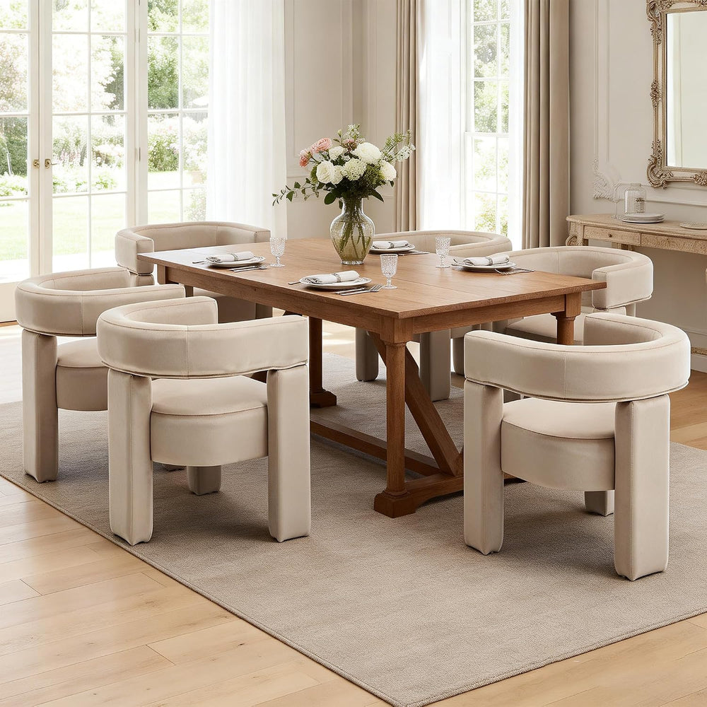 Modern Accent Barrel Chairs Set of 4, Velvet Upholstered Armchairs with 3 Leg...