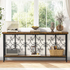 ikkle 70.9" Narrow Sofa Table Behind Couch with 2-Tier Storage Shelf. | Industrial Console Table with Auspicious Cloud Design and Premium Water-Resistant Wood Finish.Fit for Entryway, Living Room.