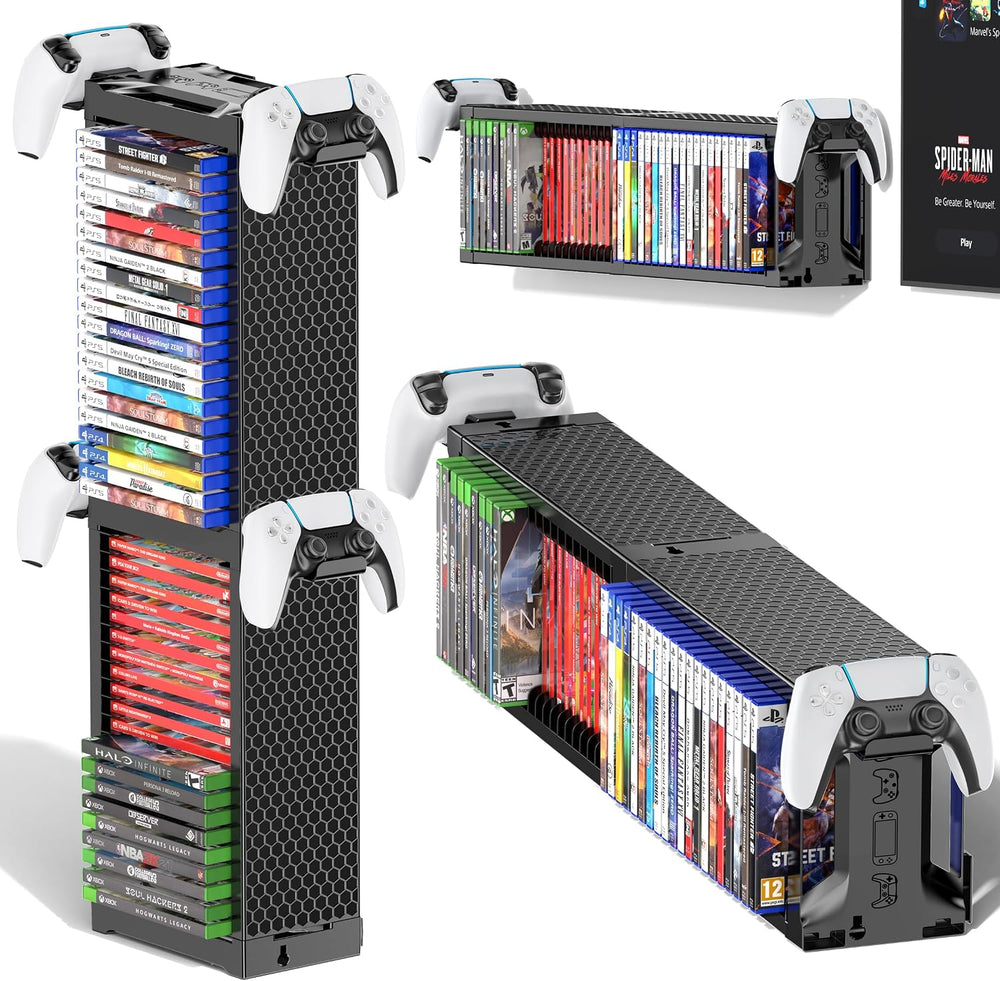 Video Game Disc Rack Tower Storage Holder Stand Universal for PS5/PS4/XBOX On...