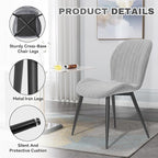 Dining Chairs Set of 2 Modern Velvet Dining Room Chairs Upholstered Dining Chairs with Thick Cushions Metal Legs Armless Back Chair for Kitchen and Living Room Grey