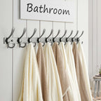 Dseap MaxStrong 2.0 Coat Rack Wall - 37” Long 10 Tri Hooks - Ultra Heavy-Duty Stainless Steel Wall Mount Coat Hanger, Hook Rail for Clothes Hats Jacket Towels Grey, Pack of 2