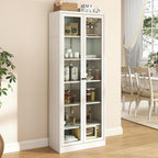 LUMISOL 72" Tall Metal Kitchen Pantry with 5 Adjustable Shelves, Kitchen Storage Cabinet with Glass Doors, Pantry Organizer with Anti-Tip Safety, for Dining Room Office Living Room, White