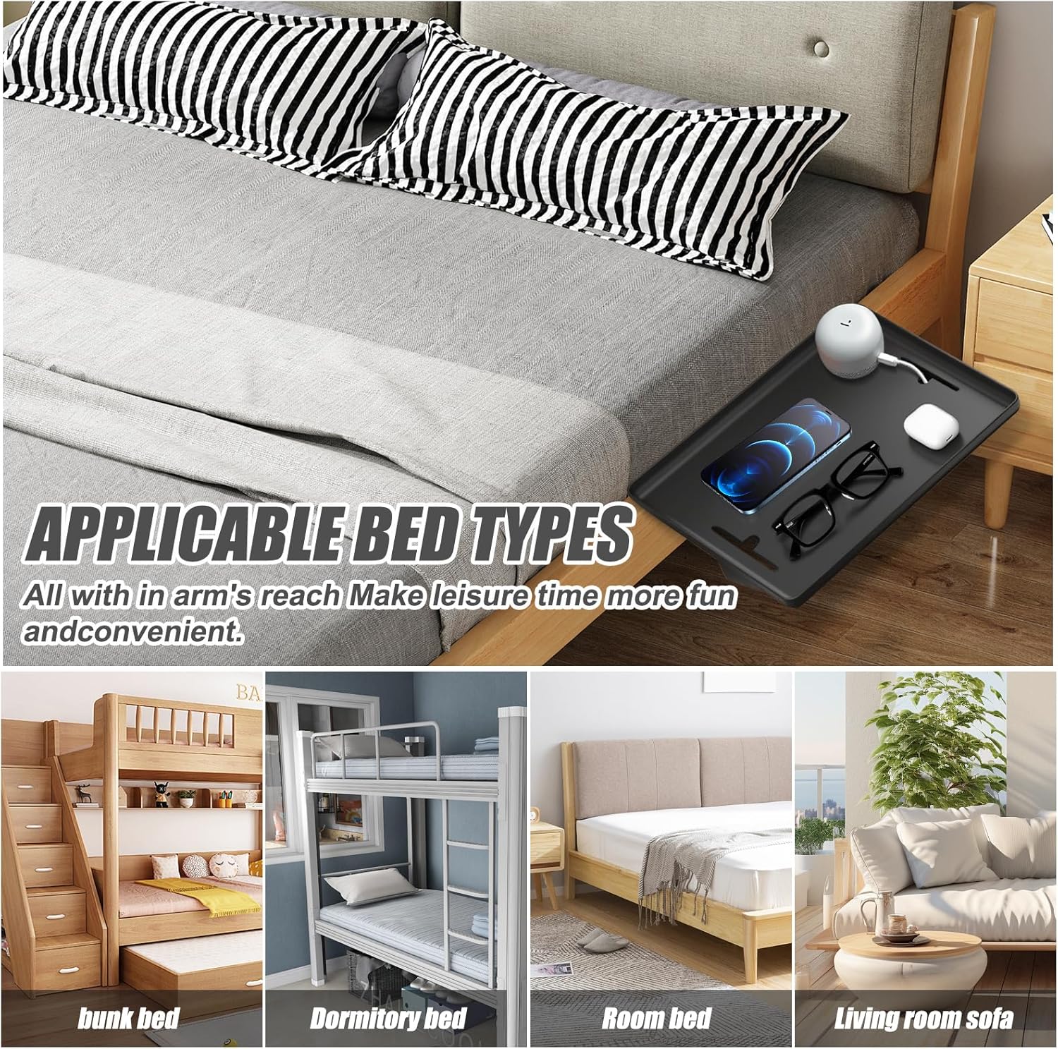 Bedside Table College Dorm Room Essentials Clip On Nightstand Floating Bed Side Table for Bunk Bed Top Bunk - Send Goods from Local Warehous