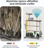 CCCEI Garage Organization with Wheels, Outdoor Gargen Yard Shed Tools Organizer Cart, Home Storage for Cleaning Supplies Organizer, Broom Holder, for Shovel and Rake, Long Farming and Farming Tools.