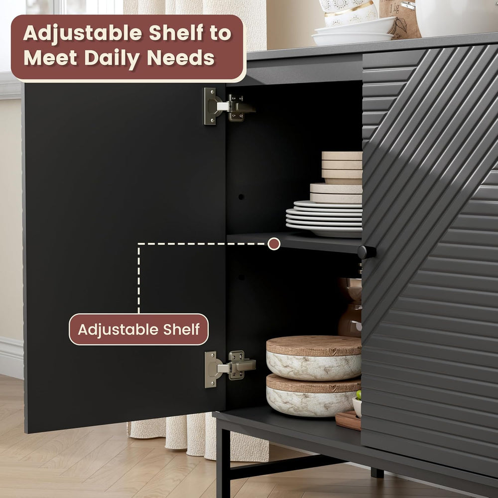 Storage Cabinet with Doors and Adjustable Shelf, Sideboard Buffet Cabinet wit...