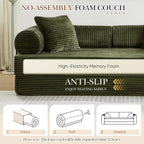 Antetek Modular Couch Bed, Convertible Folding Plush Corduroy Comfy Floor Compression Loveseat Sleeper Sofa Couch, King Size Bed for Guest Room Living Room Bedroom, No Assembly Required, Green