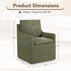 Upholstered Dining Chairs Set of 1, Modern Dining Room Chairs with Casters & Washable Cover, Rolling Accent Chair with Hidden Storage for Kitchen, Farmhouse, Living Room, Green, 1 Box