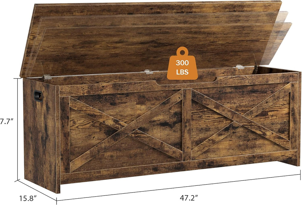 GAOMON 47.3" Storage Chest, Storage Bench with Safety Hinge | Farmhouse ...