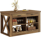 Tribesigns 55" Kitchen Island with Storage Drawers and Shelves, Farmhouse Large Island Table for Kitchen, Dining Room