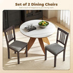 HOMCOM Dining Chairs Set of 2, Solid Wood Kitchen Chairs, Mid Century Modern Linen Fabric Upholstered for Dining Room, Living Room, Espresso Frame and Gray Upholstery