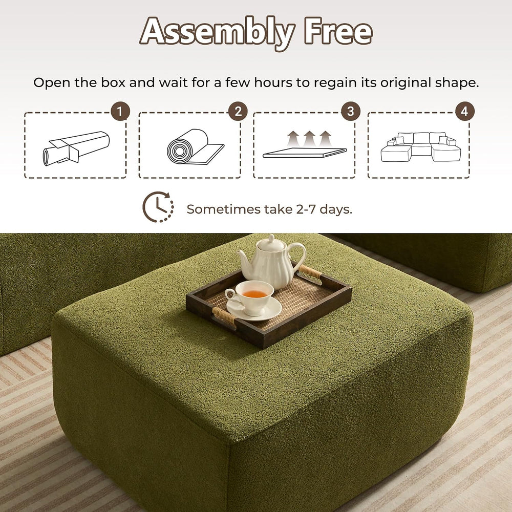 HOOOWOOO Large Ottoman Coffee Table for Couch,Oversized Rectangular Ottoman B...