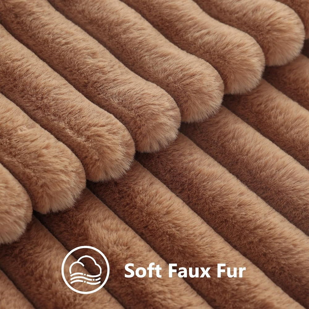decorUhome Fall Faux Fur Throw Pillow Covers 26x26 Set of 2 Brown