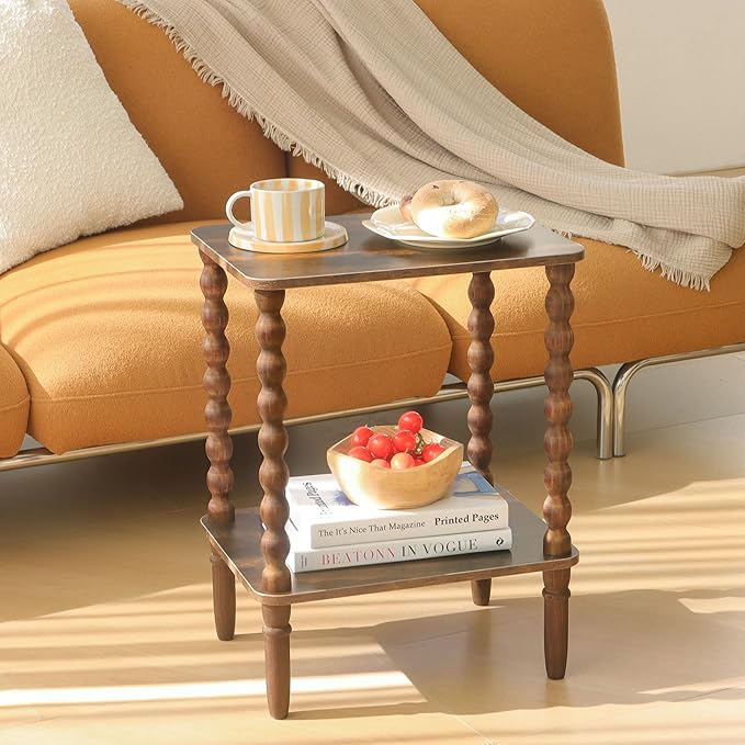 Side Tables Set of 2, Small End Table with Storage Shelf, Night Stand Set 2 B...