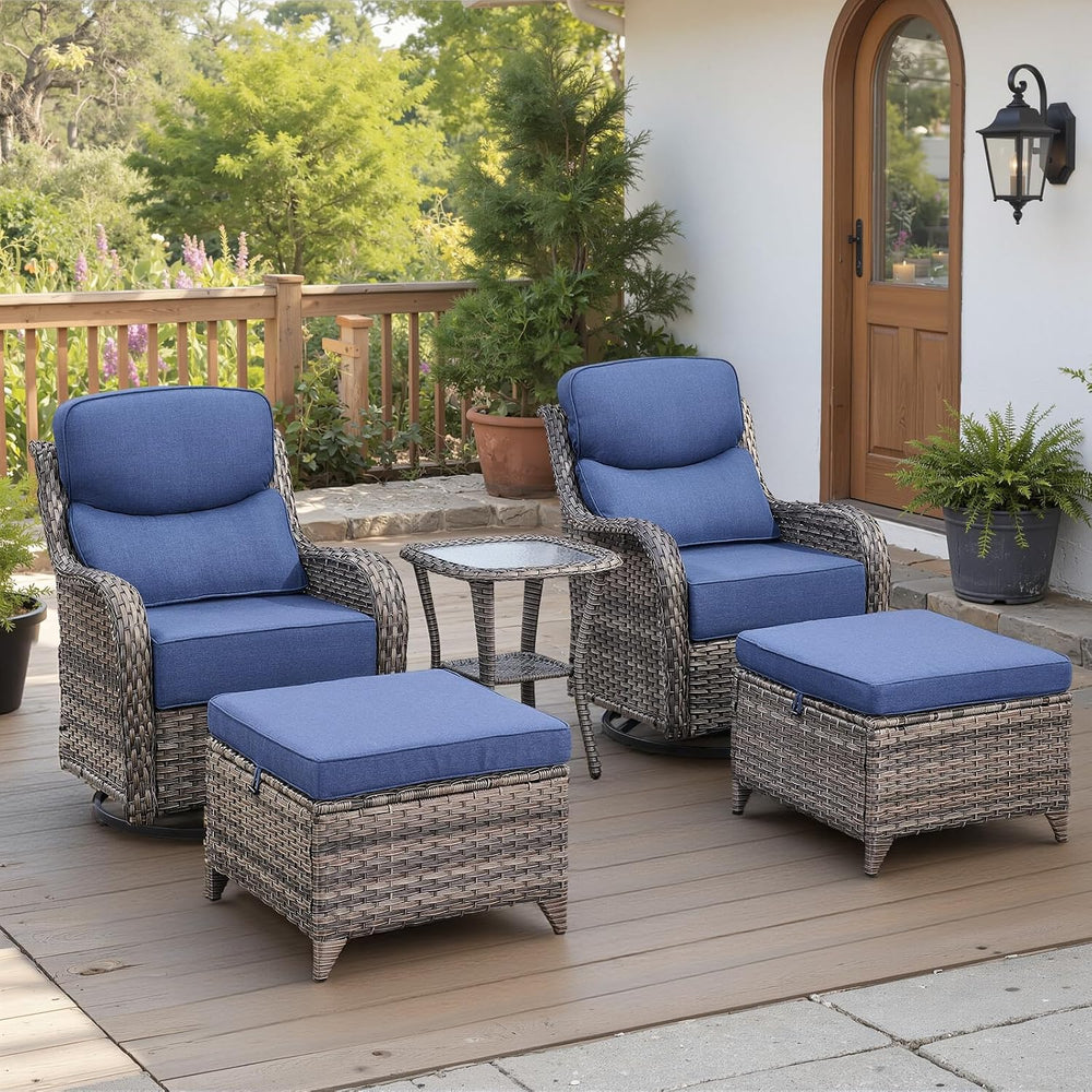 Belord Luxury 6" Thick Cushioned 5 Pieces Patio Furniture Set with 2 Ott...