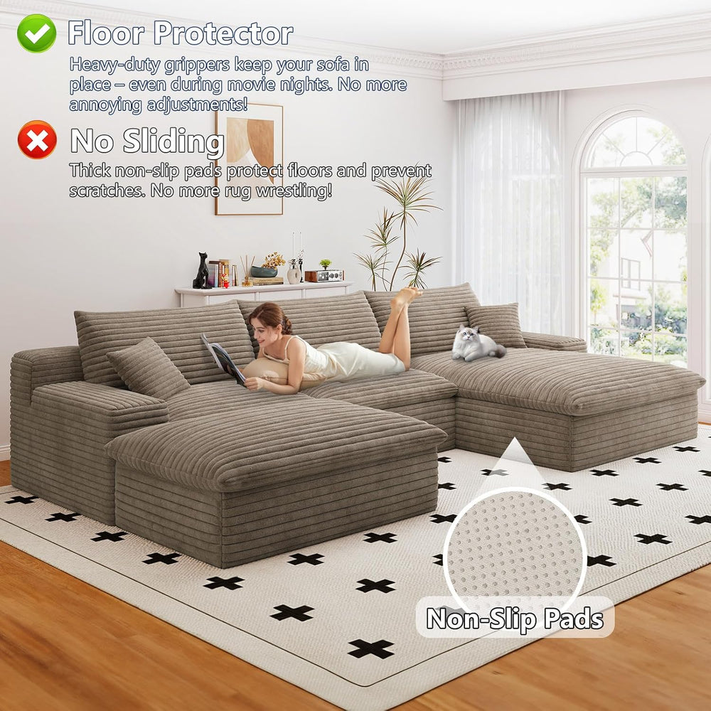 107" Cloud Couch Modular Sectional Sofa for Living Room, U-Shape Couch w...