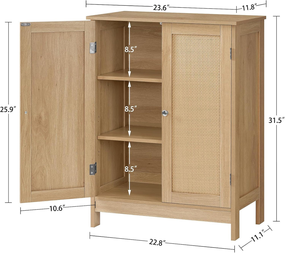Iwell Storage Cabinet, Rattan Cabinet with Adjustable Shelf, for Living Room,...