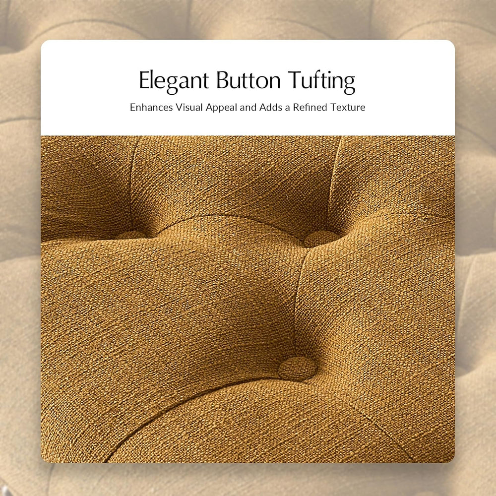 HULALA HOME Storage Tufted Ottoman Coffee Table with Solid Wood Legs, Golden