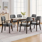 Velvet Dining Chairs with Arms, Upholstered Dining Room Chairs with Hardwood Legs & Open Curved Backrest,Modern Accent Kitchen Chairs 350 LBS Capacity, Dark Grey