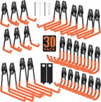 Garage Hooks with Anti-Slip Coating,Heavy Duty Wall Mount Storage Hooks for Hanging Bike,Hose,Ladder,Yard,Garden Tools (30 Pack Orange)