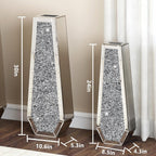 SHYFOY 30" Floor Vase Crushed Diamond Mirrored Vase Silver Tall Vases for Floor, Large Crystal Glass Decorative Floor Vases for Living Room Office Corner Hallway Home Decor