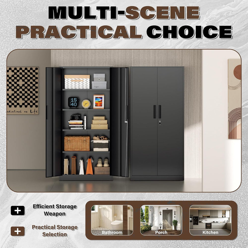 Incbruce 72” Metal Storage Cabinet, Garage Cabinets and Storage System with D...