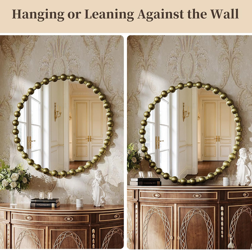 28 Inch Bronze Round Mirror, Modern Decorative Wall Mirror