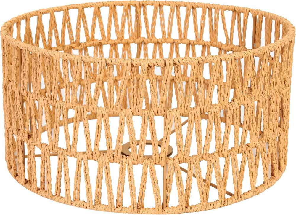 Natural Handwoven Rattan Boho Wicker Lamp Shade Replacement, 1-5/8" Fitter