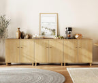 WAMPAT Modern Large Sideboards Credenza Storage Cabinets, 3 Pieces, Oak | 106" Wide Buffet Table w/ Doors & Shelves, Mid Century Tall Media Console, Wood Kitchen Coffee Bar for Living Room, Hallway
