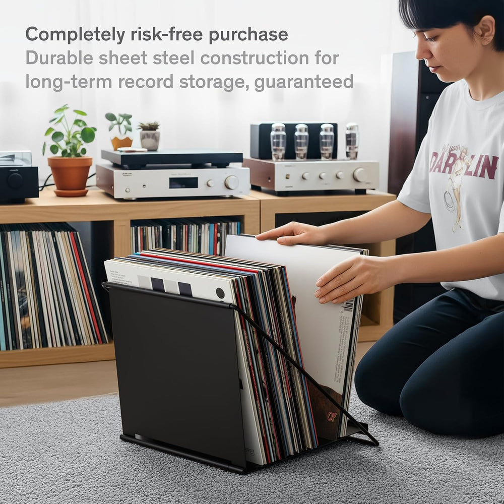 Boundless Audio Vinyl Record Storage Rack - Record Holder for 50 LPs, Black |...