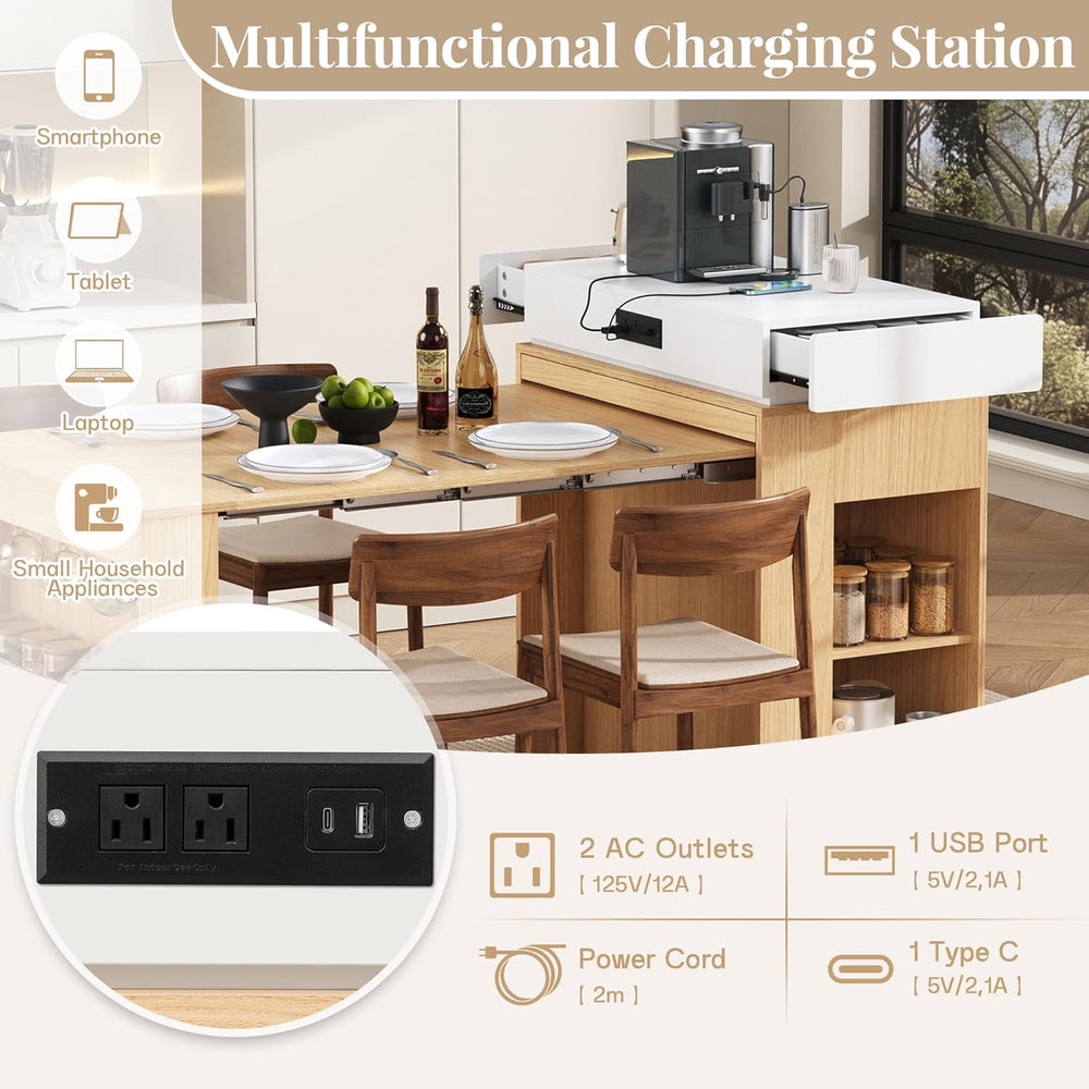 Extendable Dining Table with Storage, Transformer Console Table for 1-4 Peopl...