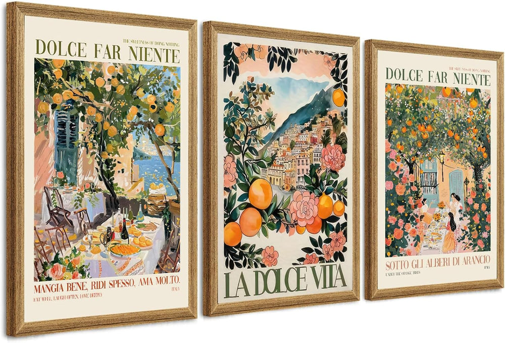 SYWENNOI Triptych, Italian Landscape Framed Cnavas Wall Art, 20x30 in each