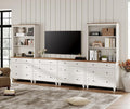 WAMPAT Entertainment Center with Bookshelves for TVs up to 75", Farmhouse Wall Unit TV Stand with Drawers, Media Console Table for Living Room, Bedroom & Home Theater, White