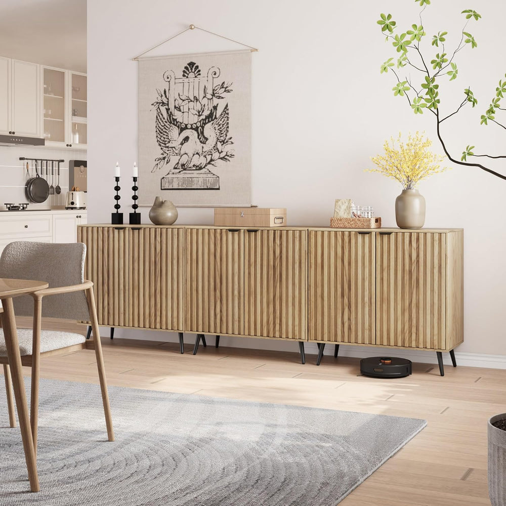 Semiocthome Buffet Cabinet with Storage, Sideboard Cabinet with Fluted Doors ...